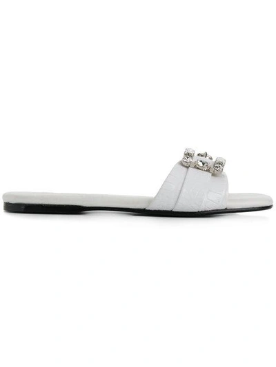 Shop Anna Baiguera Buckle Detail Slides In White