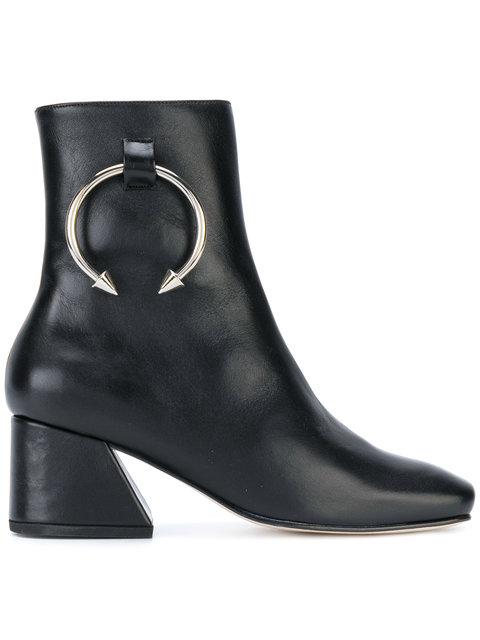 Dorateymur 'nizip' Barbell Hoop Leather Ankle Boots In Black | ModeSens