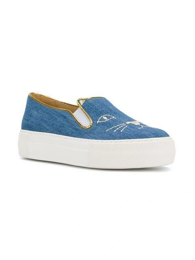 Shop Charlotte Olympia Cool Cats Slip In Blue
