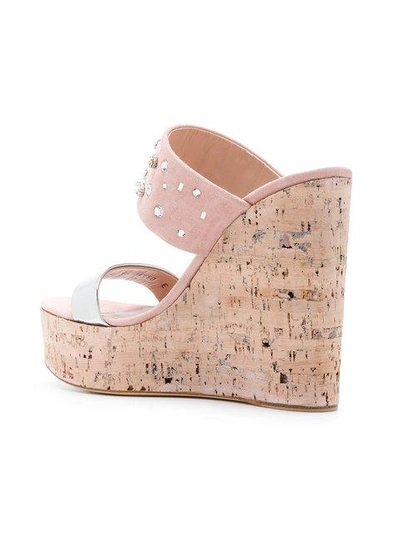 Shop Giuseppe Zanotti Cork Wedge Sandals In Pink