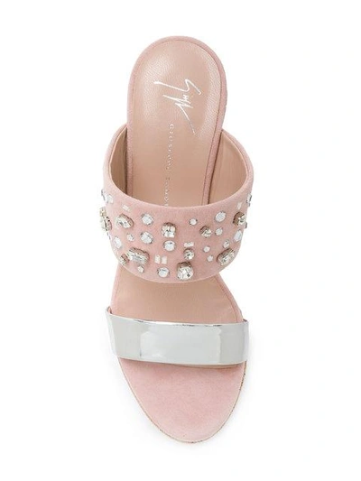Shop Giuseppe Zanotti Cork Wedge Sandals In Pink