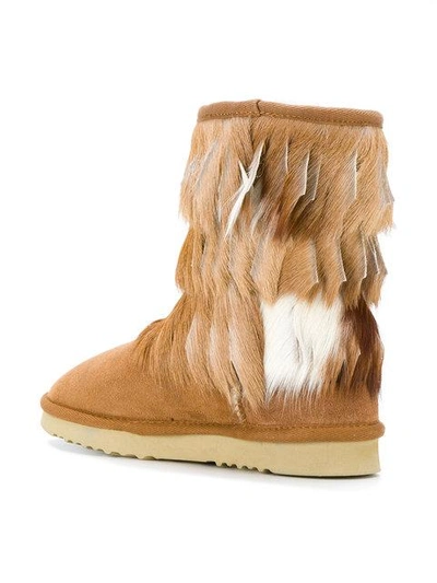 Shop Mou Eskimo Fringed Boots - Brown