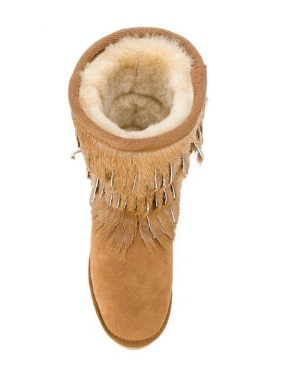 Shop Mou Eskimo Fringed Boots - Brown