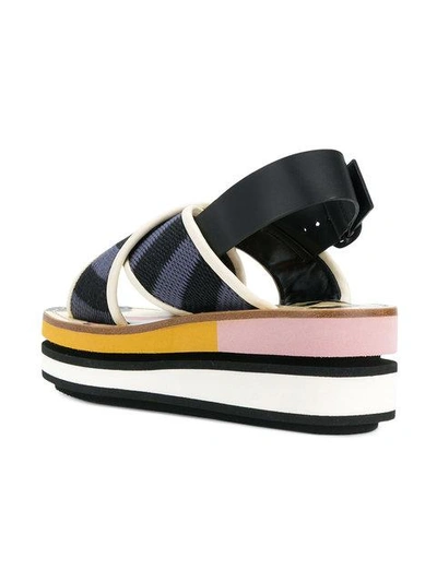 Shop Marni Slingback Wedge Sandals In Multicolour ,black