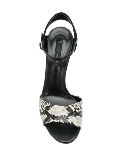 Shop Casadei Snakeskin Detail Ankle Strap Sandals In Black