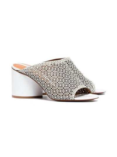 Shop Robert Clergerie White Cara 75 Leather Mules