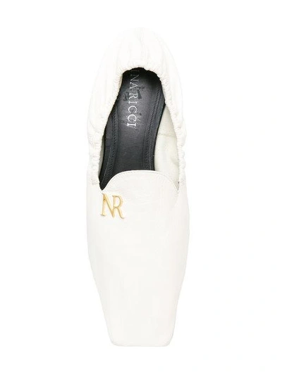 Shop Nina Ricci Logo Plaque Loafers In White