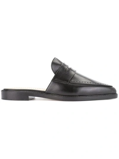 Shop Thom Browne Penny Loafer Mule With Leather Sole In Calf Leather