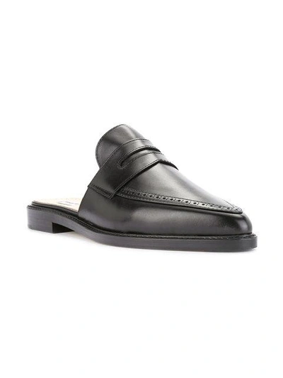 Shop Thom Browne Penny Loafer Mule With Leather Sole In Calf Leather