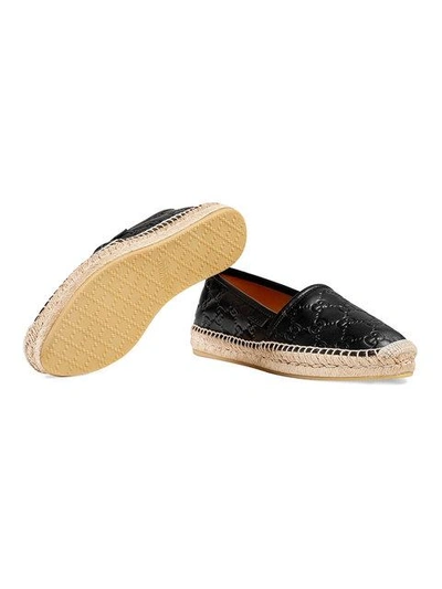 Shop Gucci Signature Leather Espadrilles In Black