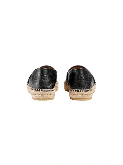 Shop Gucci Signature Leather Espadrilles In Black