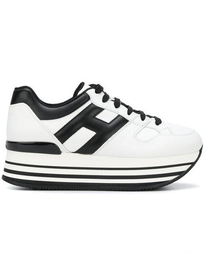 Shop Hogan Logo Platform Sneakers In White/black