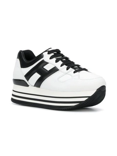 Shop Hogan Logo Platform Sneakers In White/black