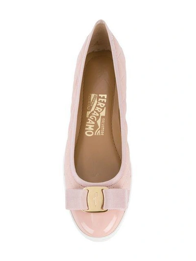 Shop Ferragamo Salvatore  Vara Bow Ballerina Shoes - Pink