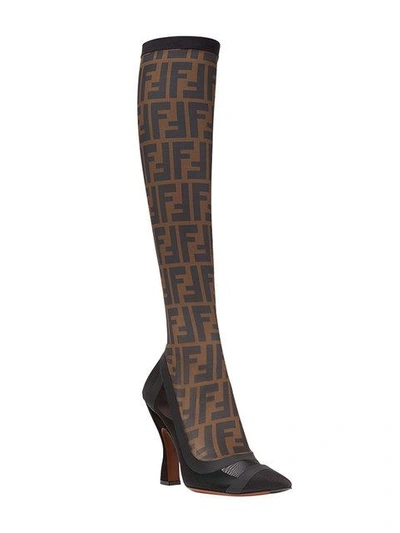 Shop Fendi Colibrì Knee High Boots In Black