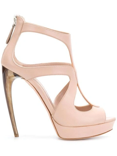Shop Alexander Mcqueen Horn Heel Sandals - Pink