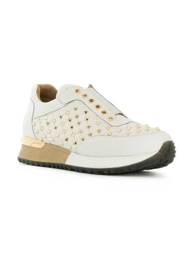 Shop Gianni Renzi Studded Low-top Sneakers - White