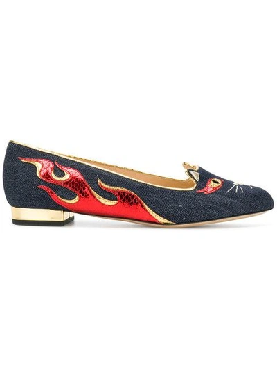 Shop Charlotte Olympia Hot Kitty Flats In Blue