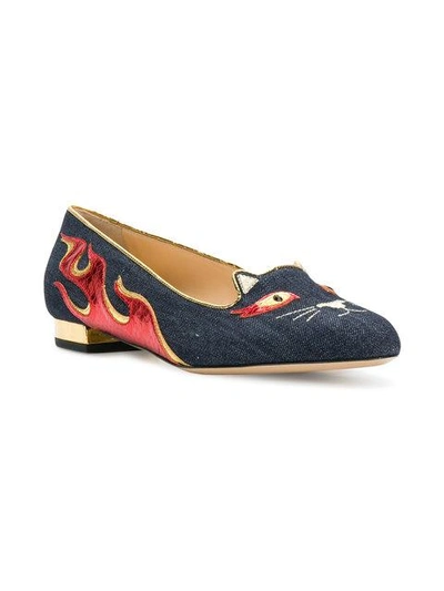 Shop Charlotte Olympia Hot Kitty Flats In Blue