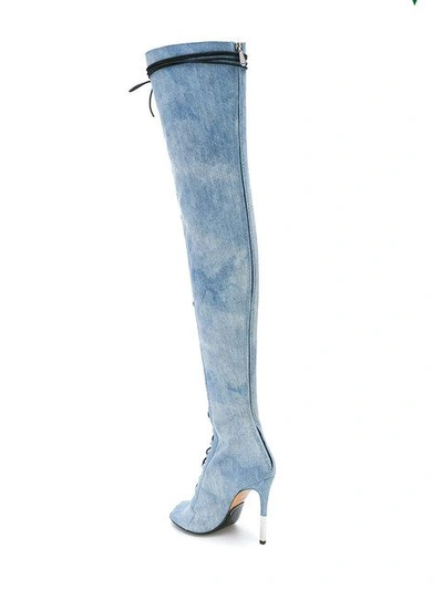 Shop Balmain Denim Campbel Boots In Blue