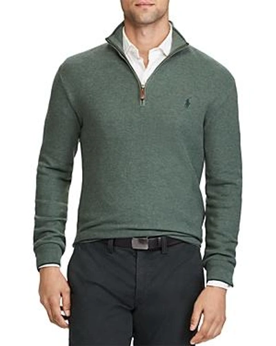 Shop Polo Ralph Lauren Cotton Half-zip Sweater In Heather Green