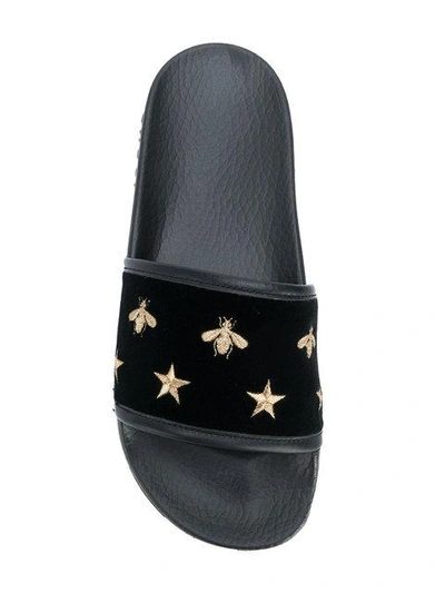 Shop Gucci Embroidered Slide Sandals