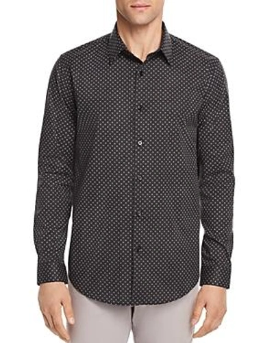 Shop Theory Stitch Print Regular Fit Button-down Shirt In Black