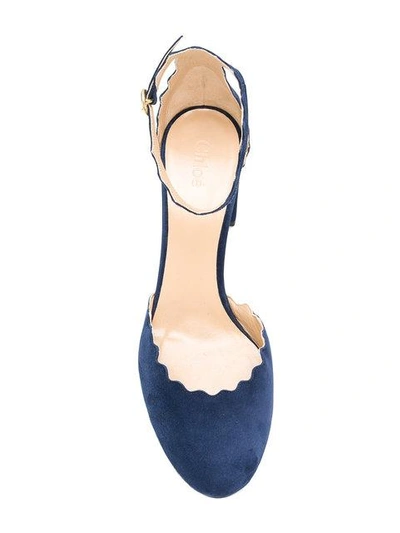 Shop Chloé Chunky Heel Pumps  In Blue