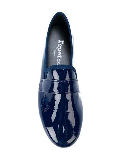 Shop Repetto Block Heel Loafers In Blue