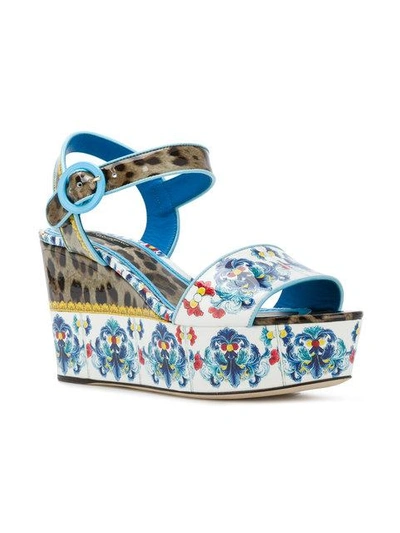 Shop Dolce & Gabbana Printed Platform Sandals In Multicolour