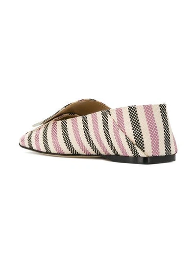 Shop Sergio Rossi Sr1 Striped Slippers In Neutrals