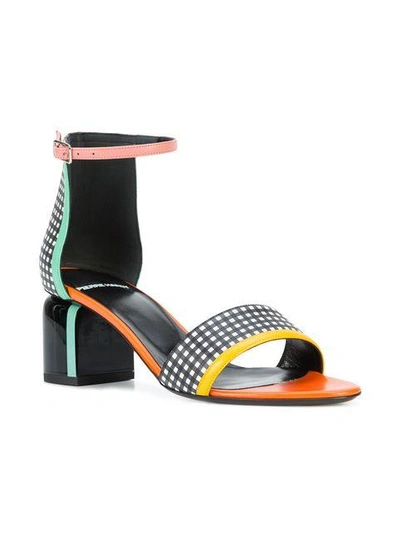 Shop Pierre Hardy Block Heel Gingham Sandals In Multicolour