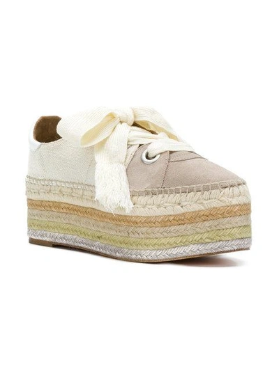 Shop Chloé Canvas Flatform Espadrilles In Neutrals