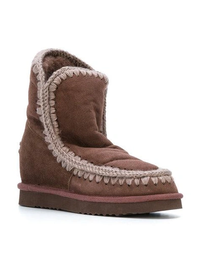 Shop Mou Concealed Heel Eskimo Boots - Brown