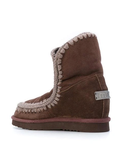 Shop Mou Concealed Heel Eskimo Boots - Brown