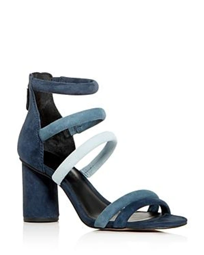 Shop Rebecca Minkoff Women's Andree Suede Color-block Ankle Strap High-heel Sandals In Dark Blue/black