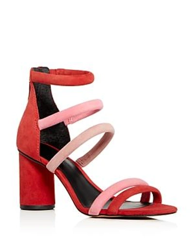 Shop Rebecca Minkoff Women's Andree Suede Color-block Ankle Strap High-heel Sandals In Cherry