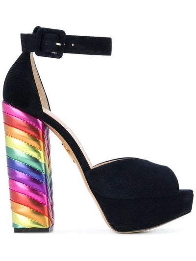 Shop Charlotte Olympia Eugenie Rainbow Heel Sandals - Black