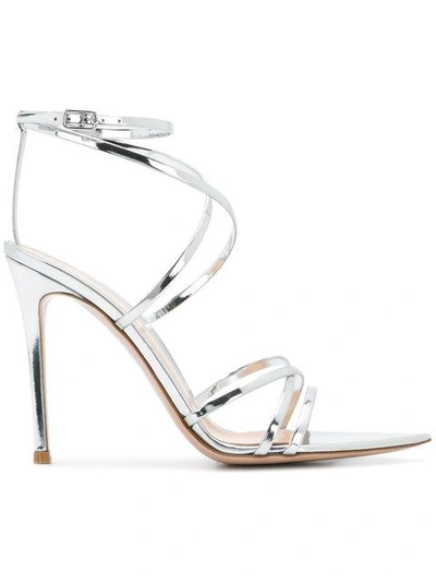 Shop Gianvito Rossi Cross Strap Sandals - Metallic