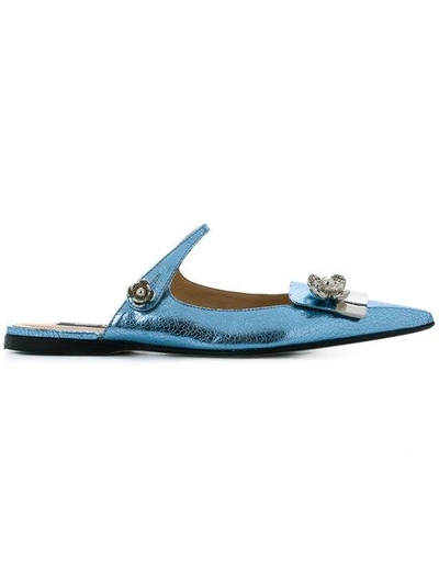 Shop Sergio Rossi Pointed Toe Mules - Blue