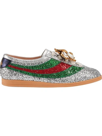 Shop Gucci Falacer Glitter Sneakers In Grey