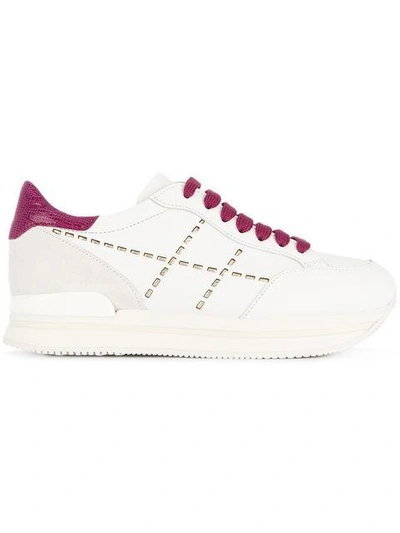 Shop Hogan Contrast Detail Sneakers In White