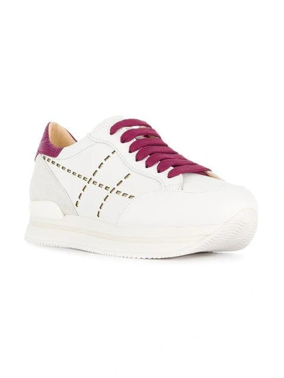 Shop Hogan Contrast Detail Sneakers In White