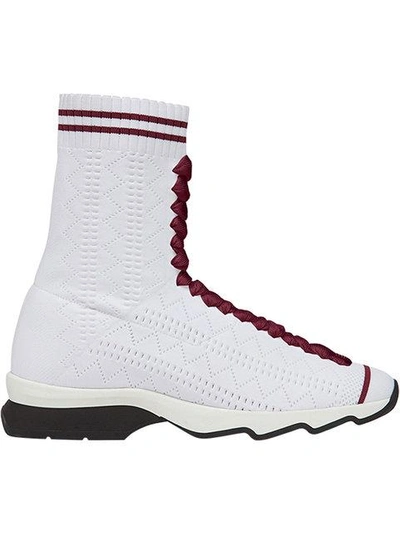 Shop Fendi Fabric Sock Sneakers  In White