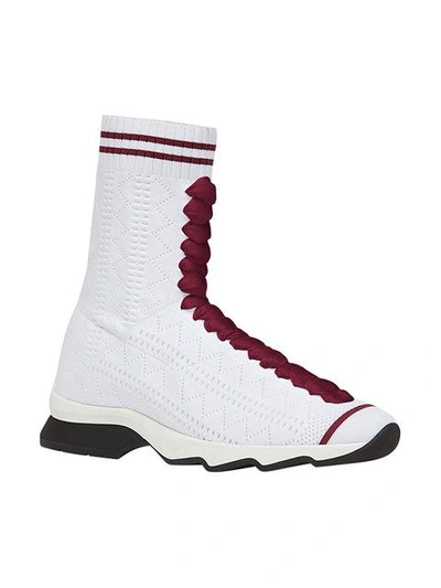 Shop Fendi Fabric Sock Sneakers  In White