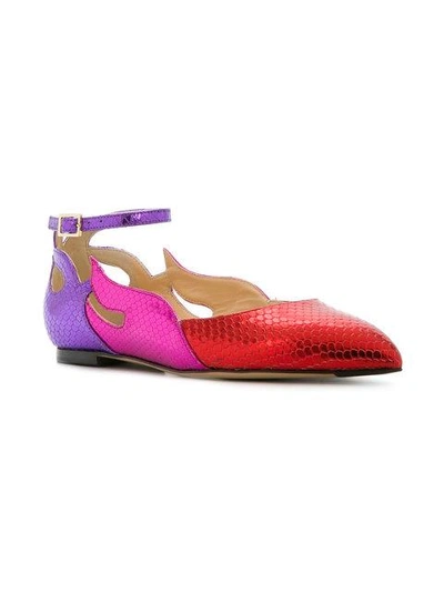 Shop Charlotte Olympia Flaming Ballerinas In Multicolour