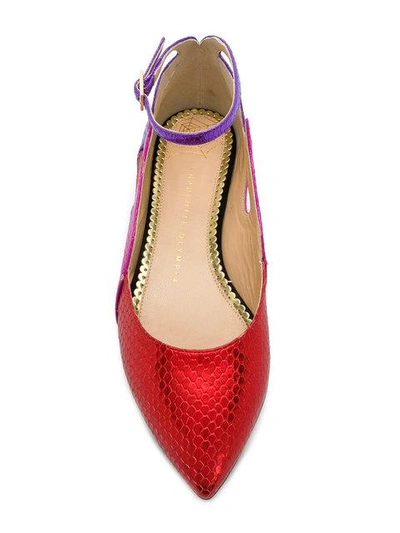 Shop Charlotte Olympia Flaming Ballerinas In Multicolour