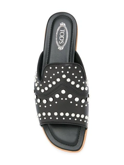 Shop Tod's Studded Sandals In Black