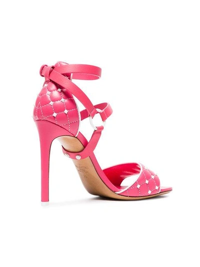 Shop Valentino Pink Rockstud Spike 105 Quilted Leather Sandals