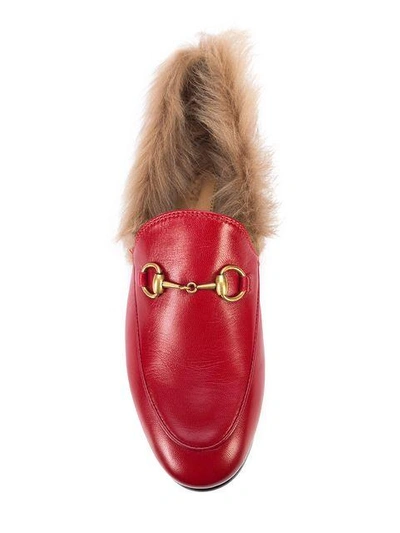 Shop Gucci Jordaan Fur Lined Loafers In Red